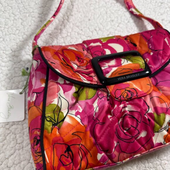Vera Bradley Eleanor Vintage Rose Quilted Hand Bag Pink Orange Floral Purse NEW - Picture 5 of 5